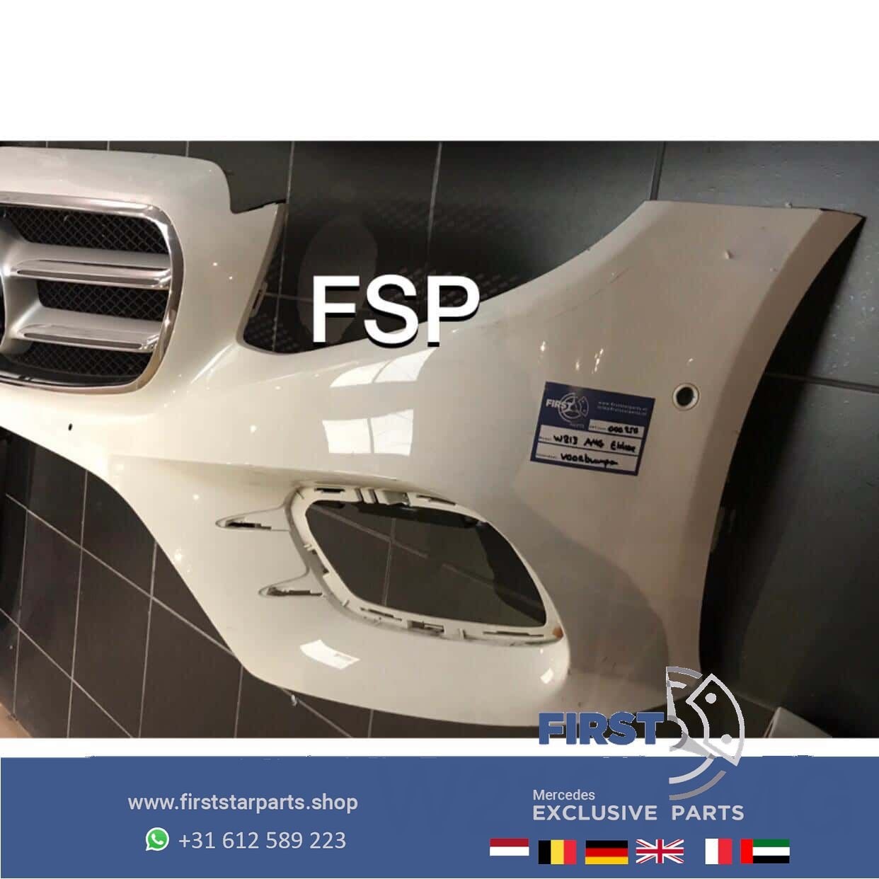 W213 S213 AMG VOORBUMPER WIT + GRIL Mercedes E Klasse 2016-2, Gebruikt, -, Voor, Ophalen of Verzenden