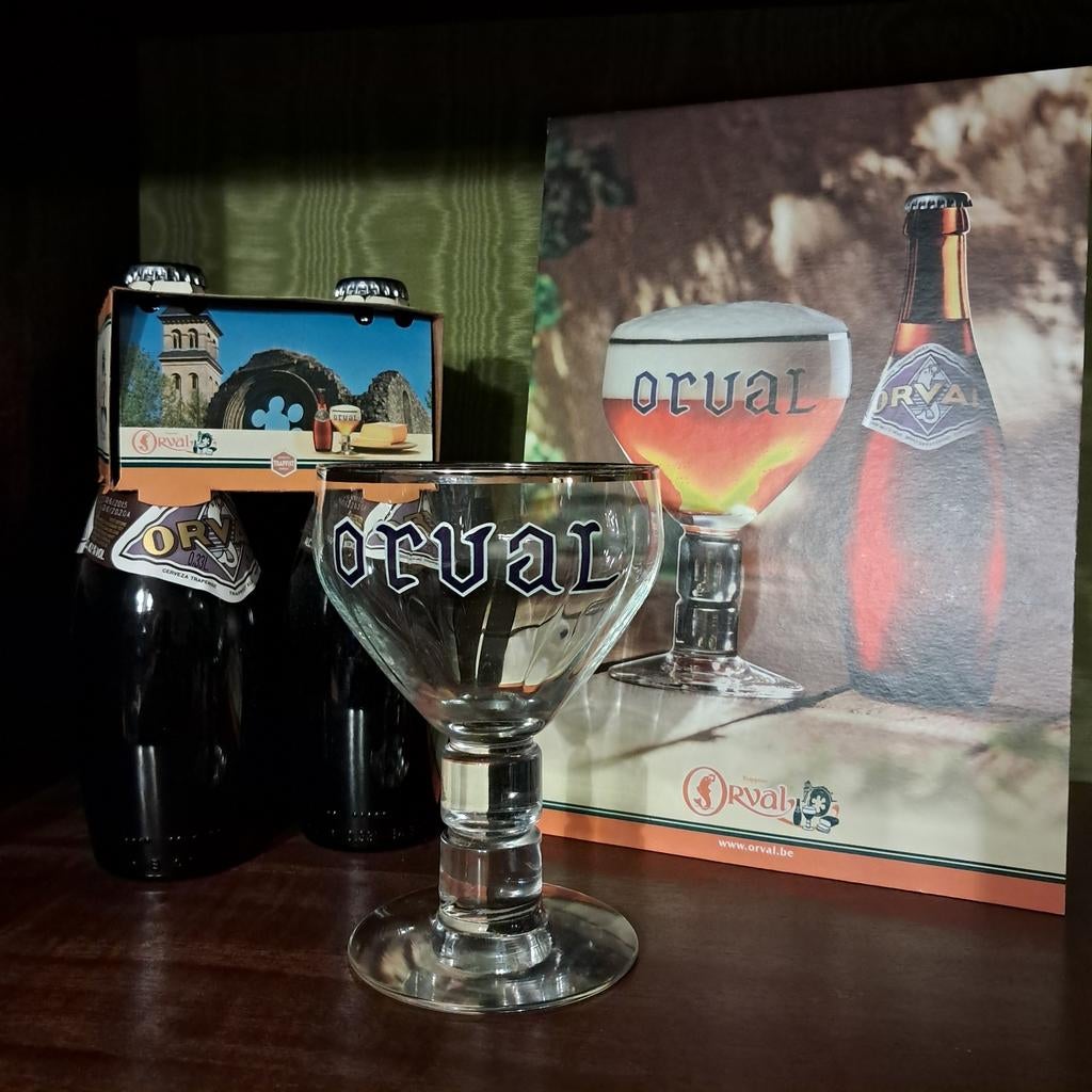 ORVAL - 4 bouteilles/1 verre/1 panneau publicitaire, Enlèvement