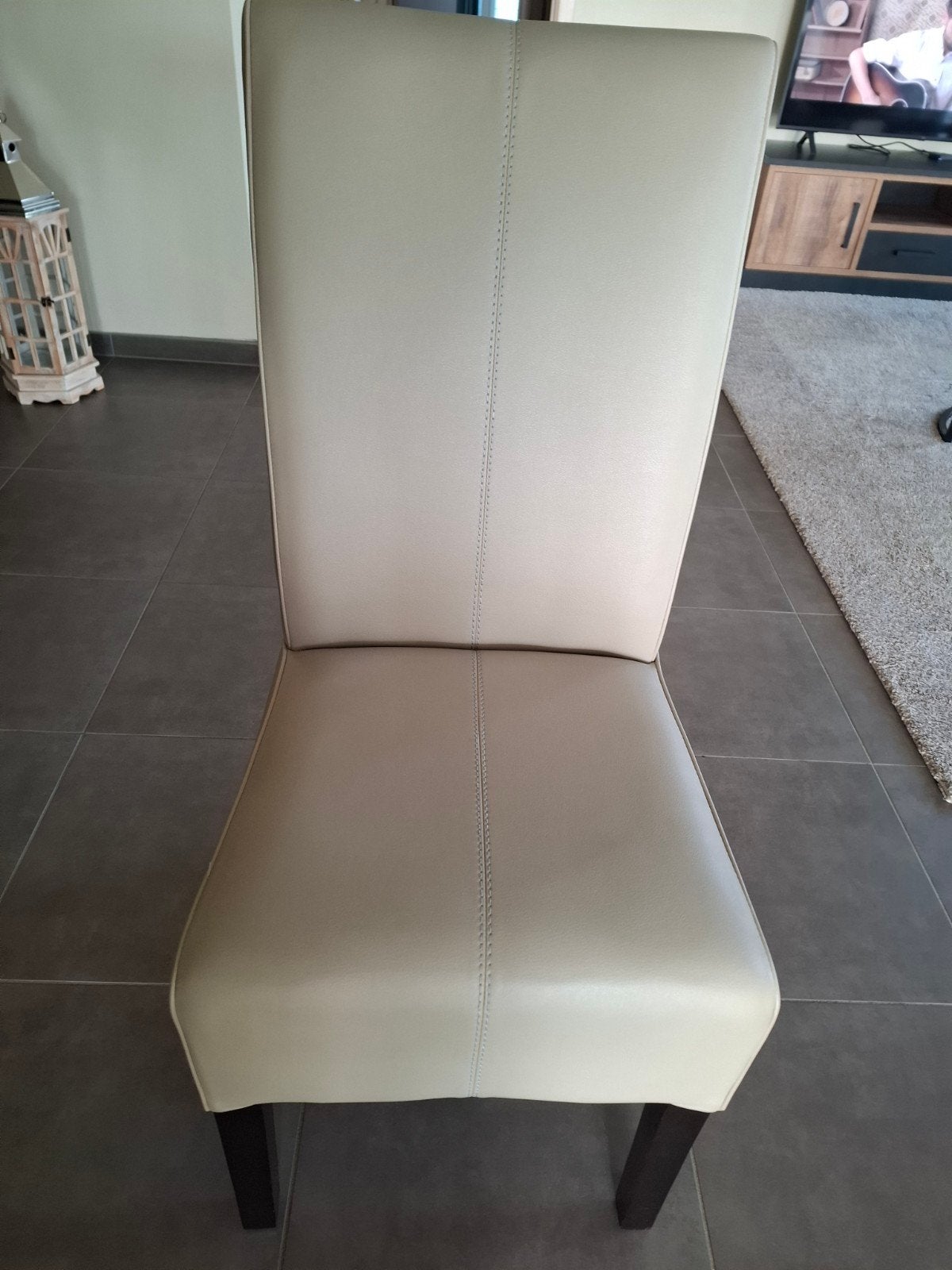 6 stoelen leder achterkant riet, Ophalen