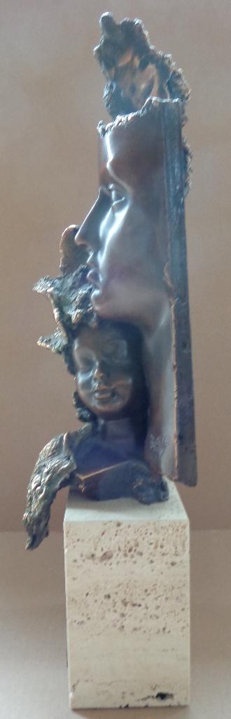 BORGHESE / MOEDERSCHAP / SCULPTUUR BRONS / H=47cm / SIG, Statue, Patiné, Brons, Enlèvement