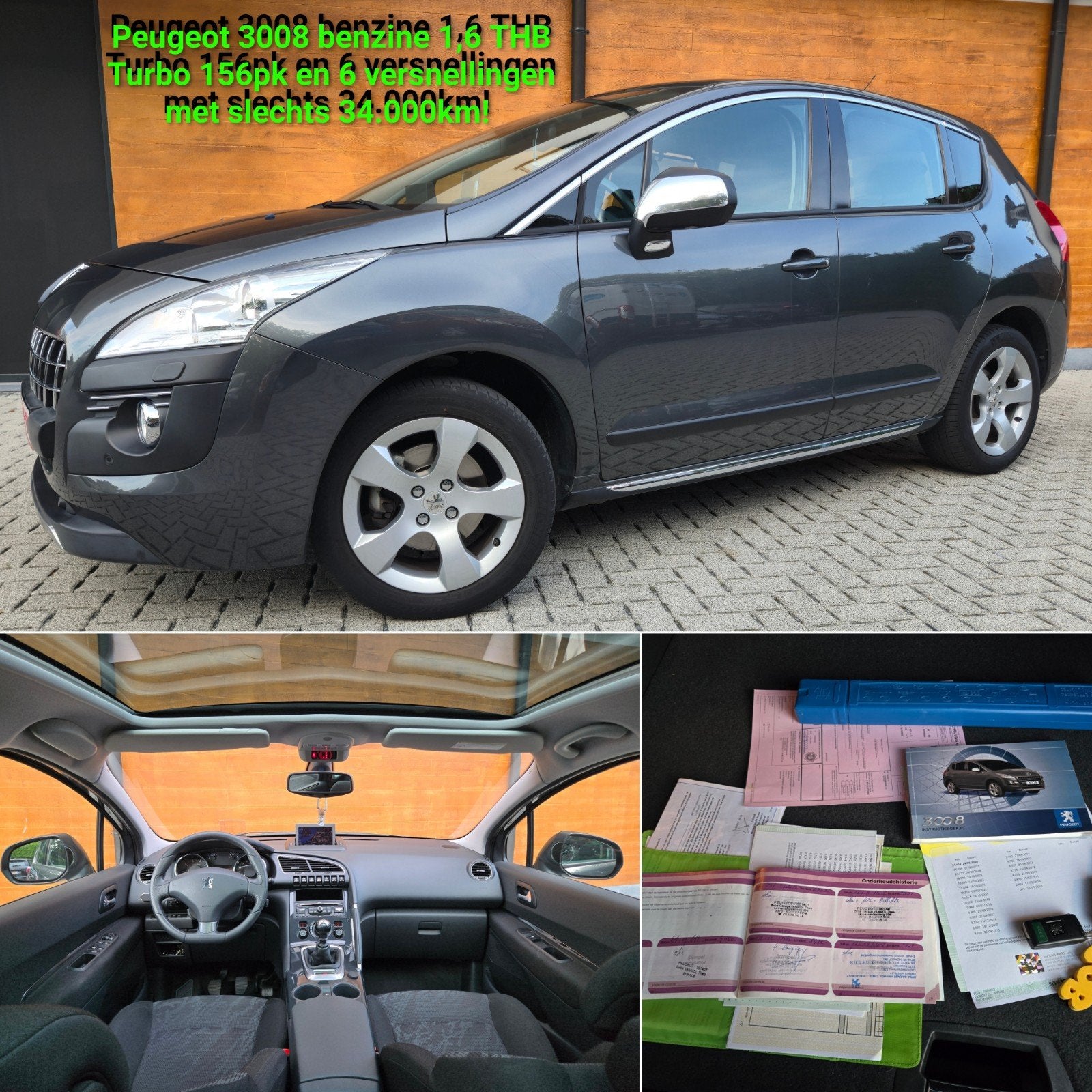 Peugeot 3008 1.6 THP Benzine 156pk slechts 34k Car-Pass, Achat, Boîte manuelle, Noir, 5 portes