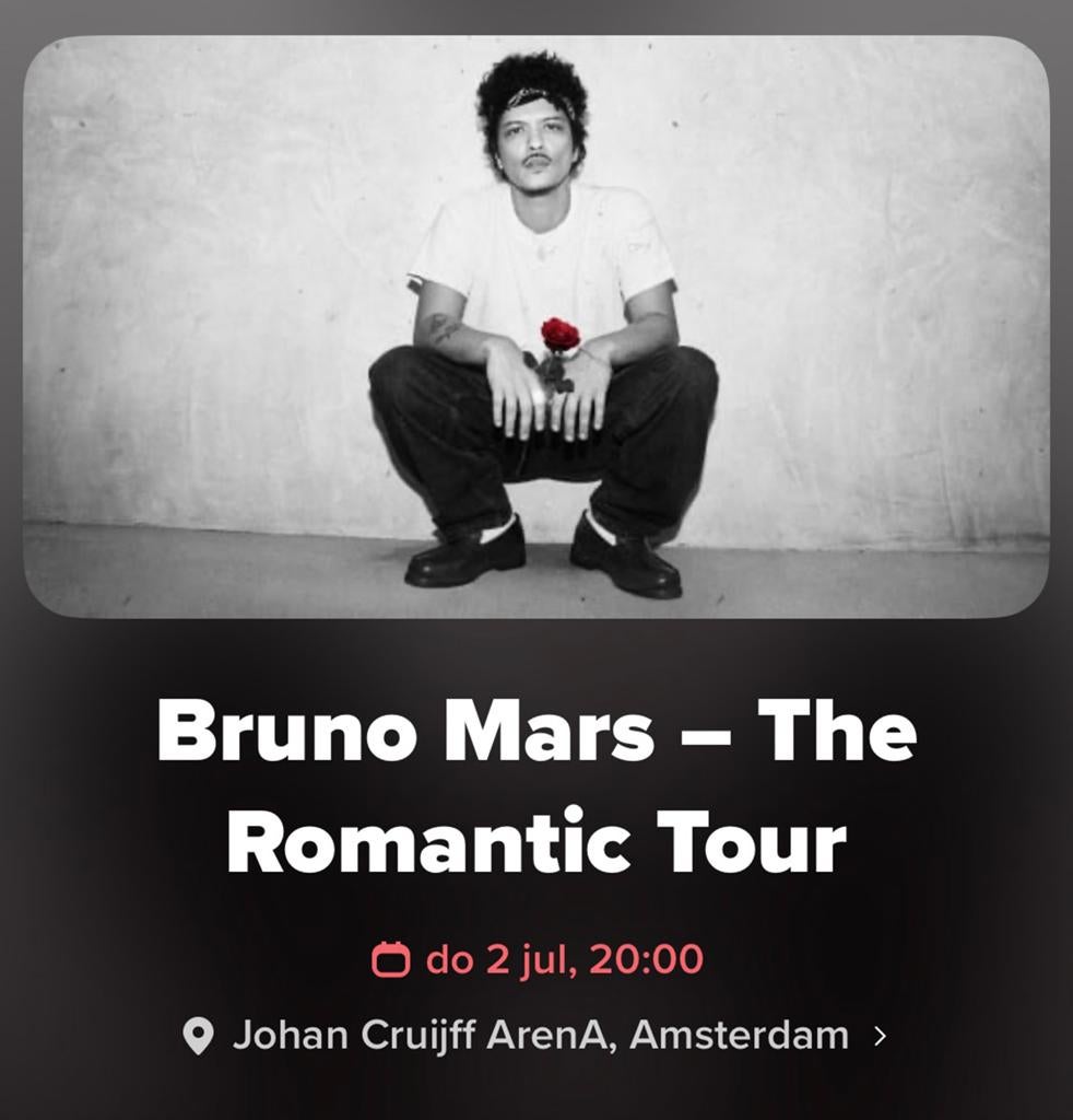 Bruno Mars, Tickets & Billets, Une personne, Juillet