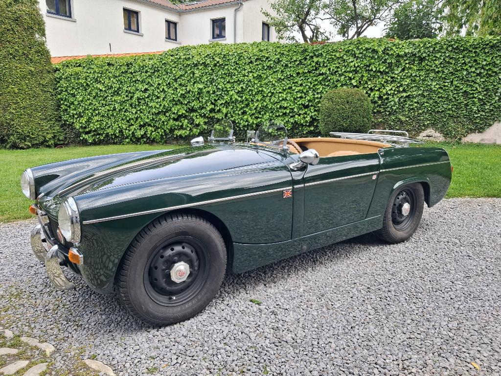 MG Midget look "Racing", Autos, Oldtimers & Ancêtres, Particulier, MG, Essence, Cabriolet, 2 portes, Vert, Beige, Cuir synthéthique