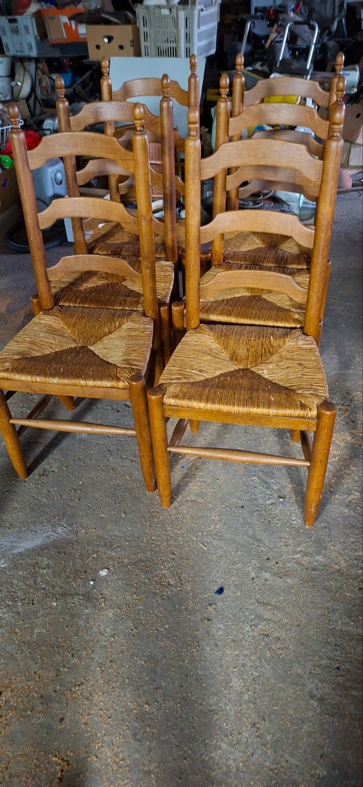 eiken stoelen met biezen zitting 6 stuks, Antiek en Kunst, Ophalen