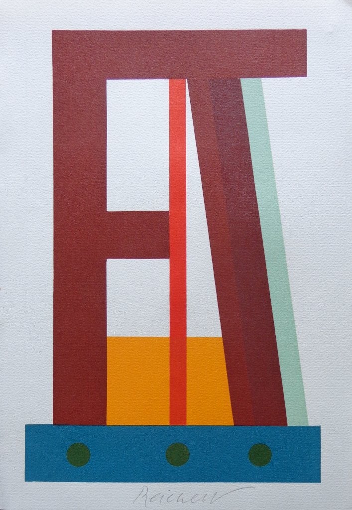 JOSUA REICHERT / TYPOGRAPHIE F / KLEURLINOGRAFIE / 28x19cm, Gelimiteerde oplage, Ophalen of Verzenden, Abstract, Linosnede