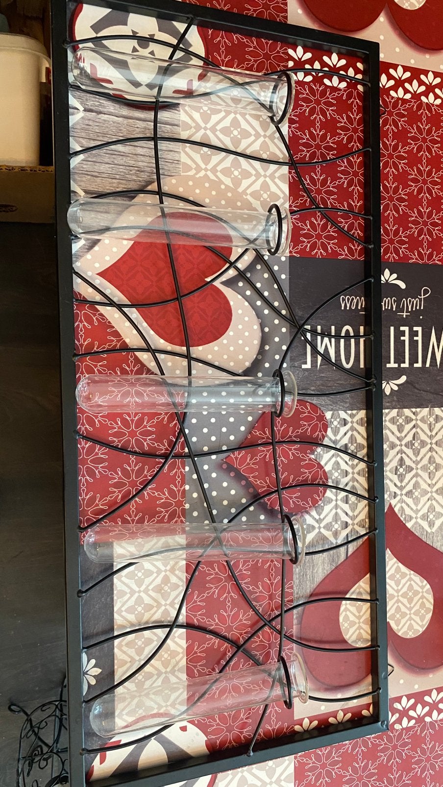 decoratief wandframe met glazen buizen voor bloemen, Ophalen, Zo goed als nieuw