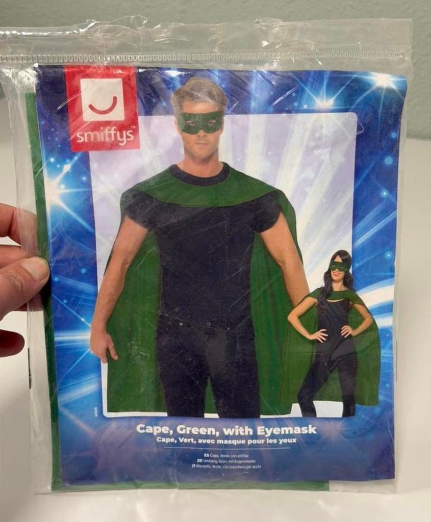Superhelden Cape Groen Oogmasker Volwassenen Nieuw carnaval, Ophalen of Verzenden, Nieuw, Kleding