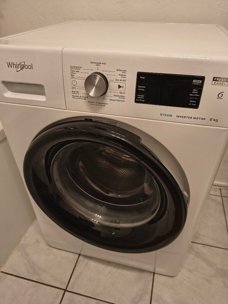 Whirlpool wasmachine energieklasse A, Elektronische apparatuur, Ophalen, 1200 tot 1600 toeren, Gebruikt, 8 tot 10 kg