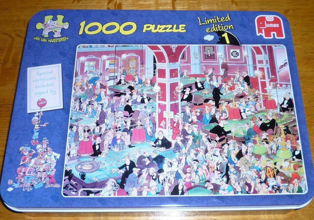 12.Puzzle 1000 pièces – Jumbo – Boîte métallique, Ophalen of Verzenden, 500 t/m 1500 stukjes, Gebruikt, Legpuzzel