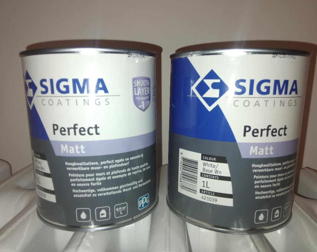 2 Sigma Coating Perfect matte verfpotten van 1 liter, Doe-het-zelf en Bouw, Ophalen, Overige kleuren, Nieuw, Verf