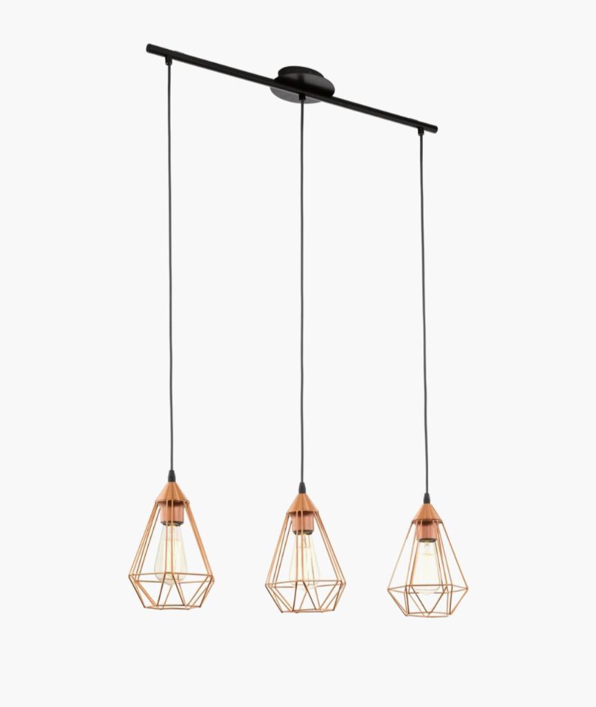 Lampe suspendue Eglo - 3 lumières - or rose, Art deco - roségoud, Enlèvement, Utilisé, Métal