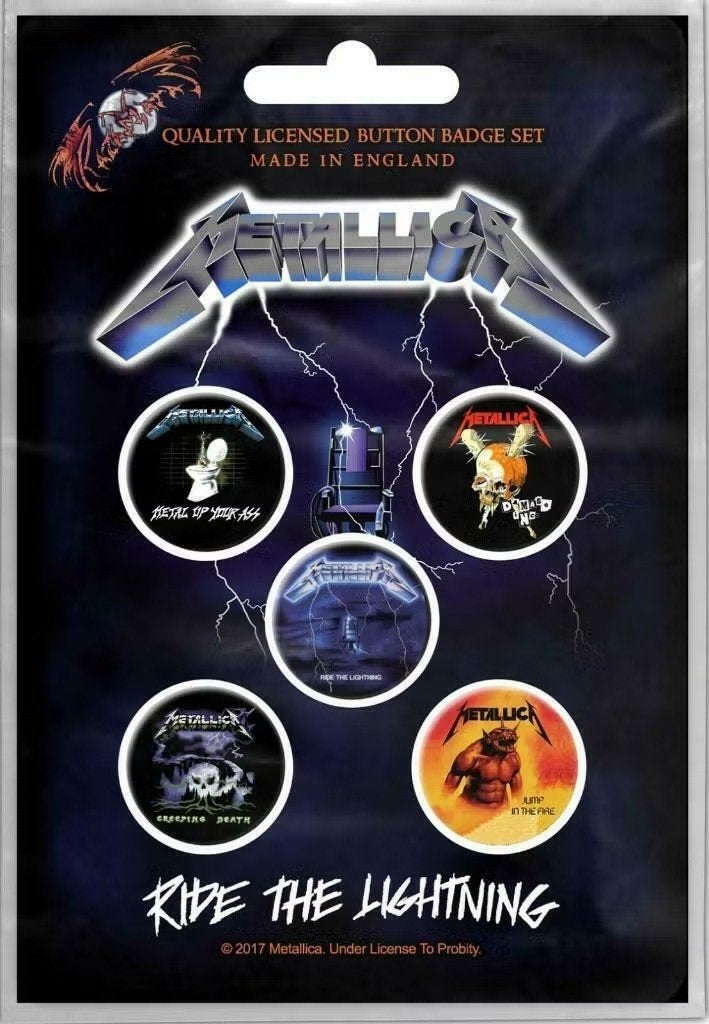 Metallica button Ride the Lightning officiële merchandise, Ophalen of Verzenden, Nieuw