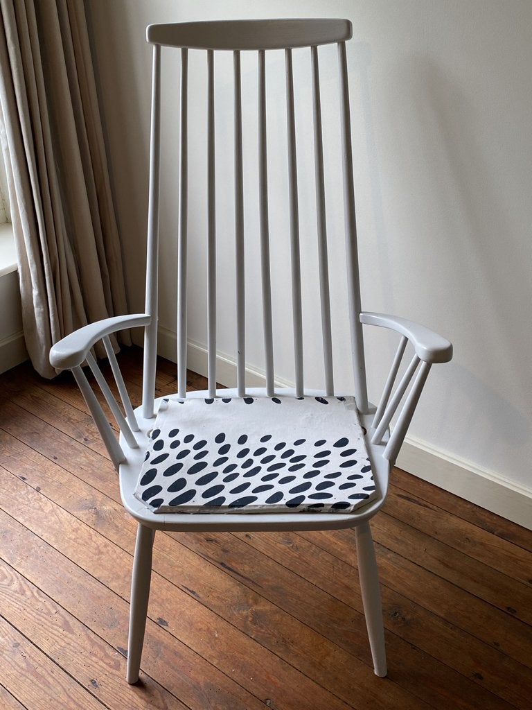 vintage spijlenstoel Tapiovaara stijl, design Pastou, 1960, Huis en Inrichting, Ophalen, Tapiovaara, Deens design, Wit, Zo goed als nieuw
