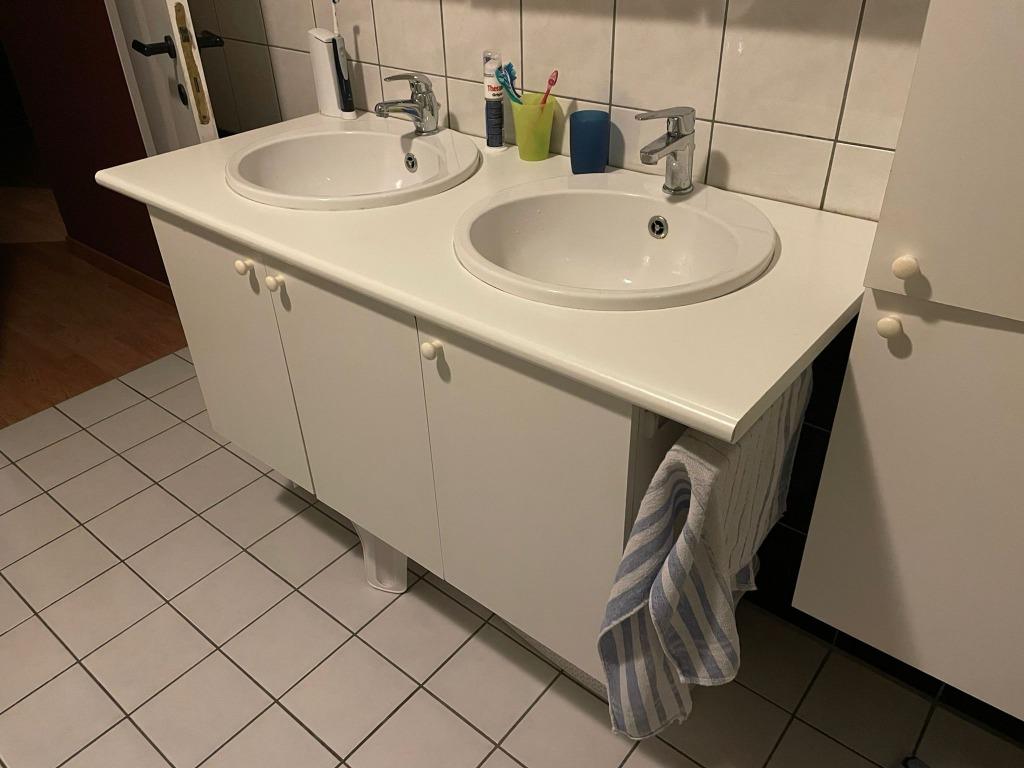 Wastafel met 2 lavabo's, Ophalen, Gebruikt, Chroom, Wastafel