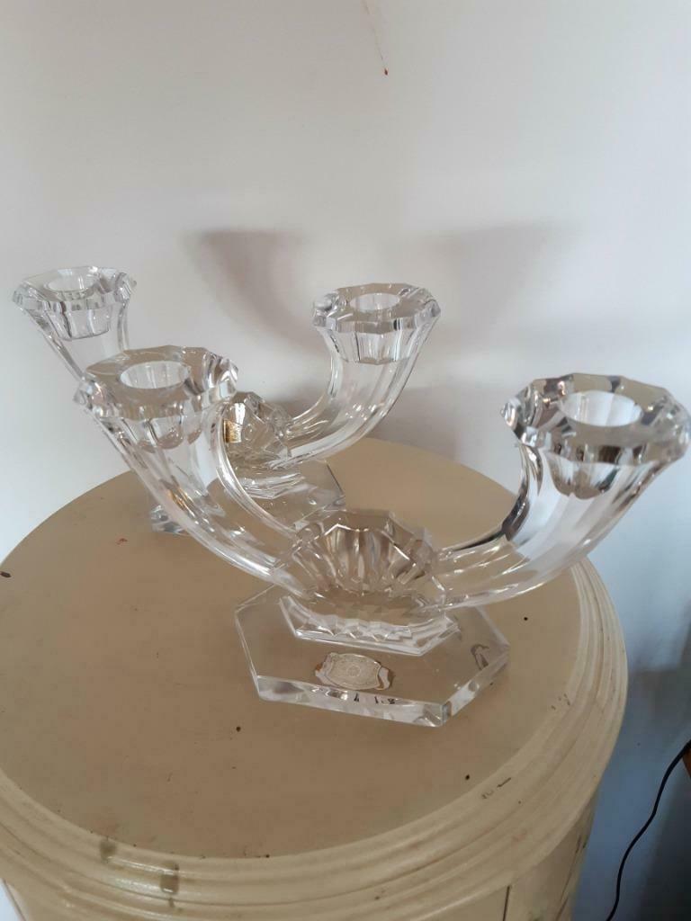 2 Val Saint Lambert twin kandelaars, Ophalen of Verzenden