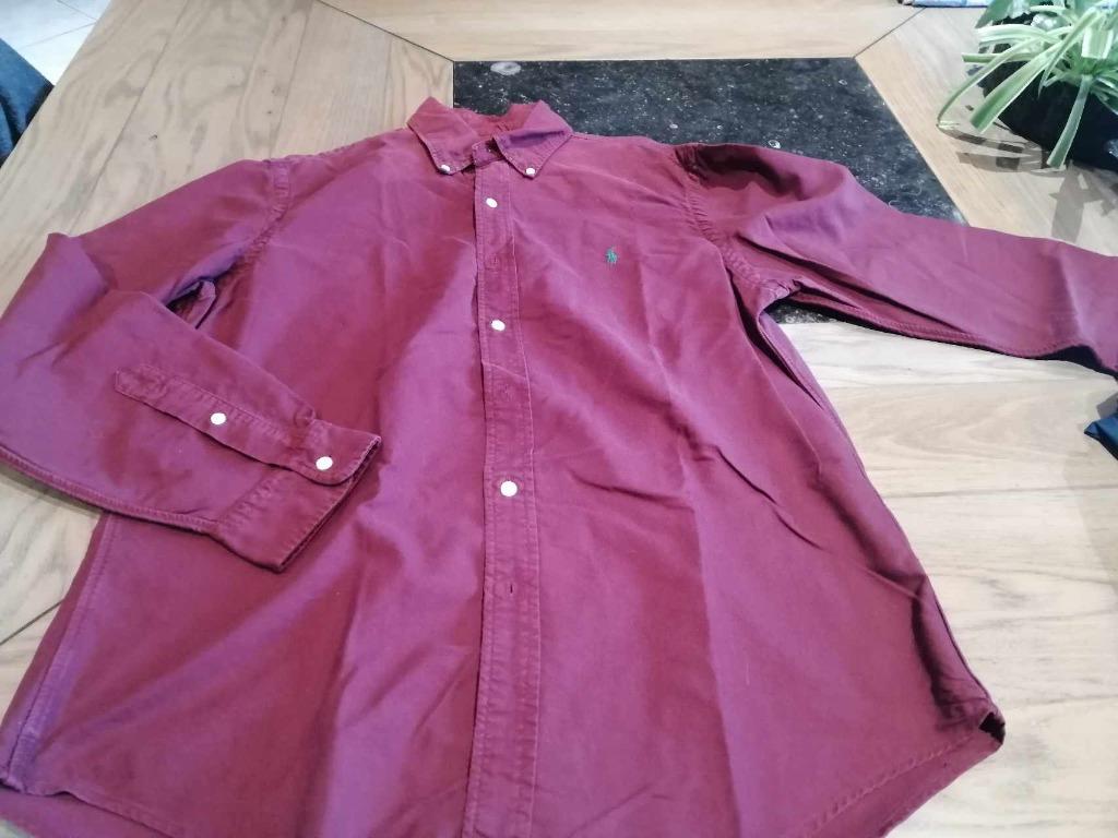 HEMD BORDEAU MERK RALPH LAUREN – CLASSIC FIT  – MAAT M, Ophalen of Verzenden, Gedragen, Ralph lauren, Halswijdte 39/40 (M)