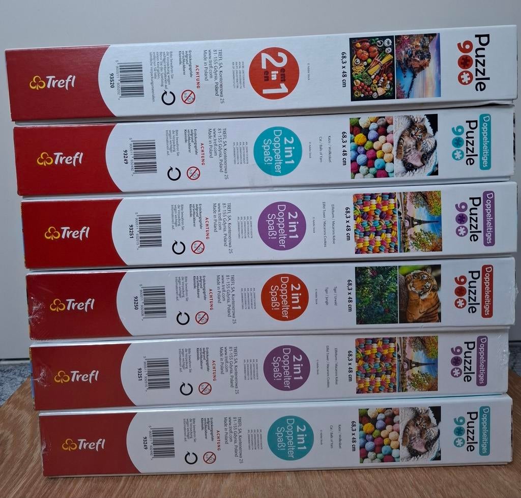 Trefl dubbelzijdige puzzels 900 stuks nieuw en gelegd., Ophalen of Verzenden, Zo goed als nieuw