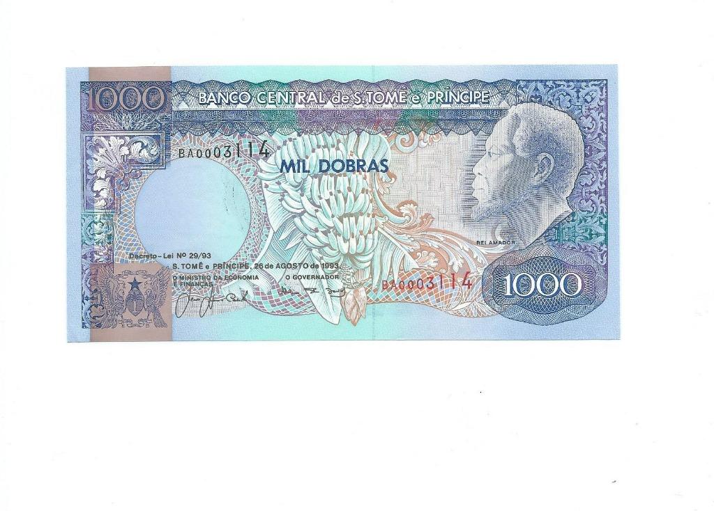 Saint Thomas & Prince, 1000 Dobras 26/08/1993, UNC., Timbres & Monnaies, Enlèvement ou Envoi, Autres pays, Billets en vrac
