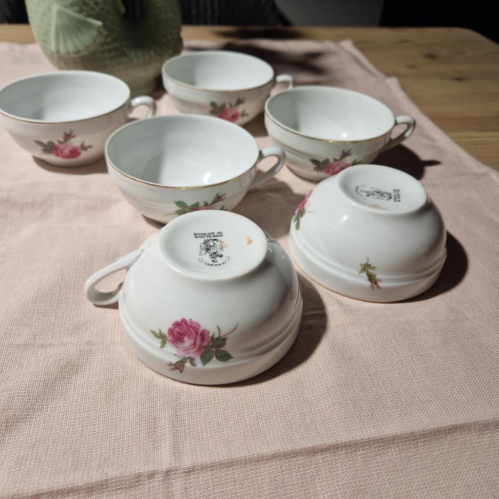 6 tasses Porcelaine de Baudour Cerabel, Antiquités & Art, Antiquités | Services (vaisselle) pièces, Enlèvement ou Envoi