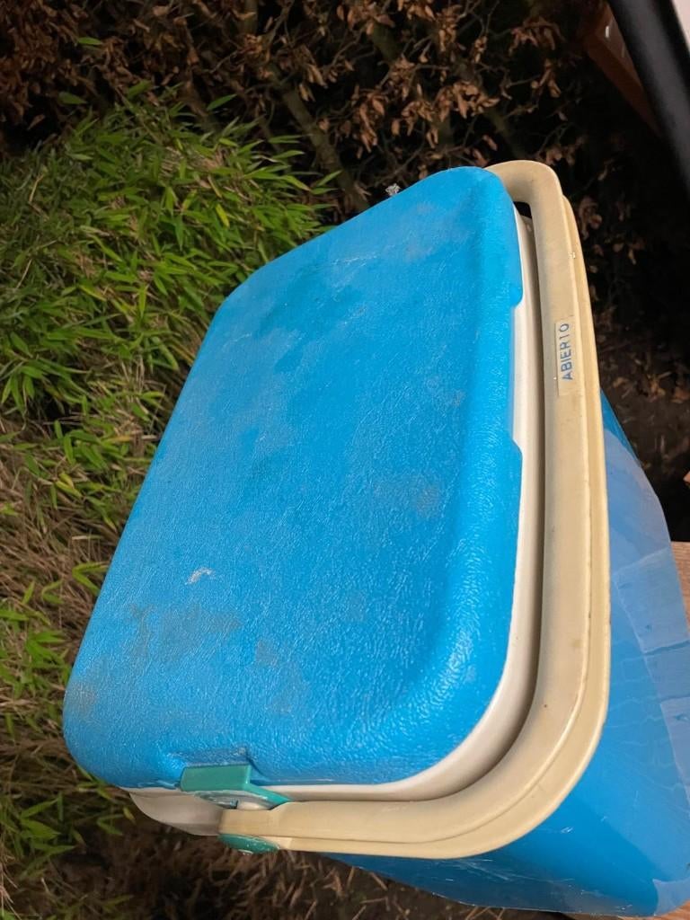 Blauwe koelbox (retro/Vintage), Caravans en Kamperen, Koelboxen, Ophalen, Gebruikt, Koelbox, Koelelement