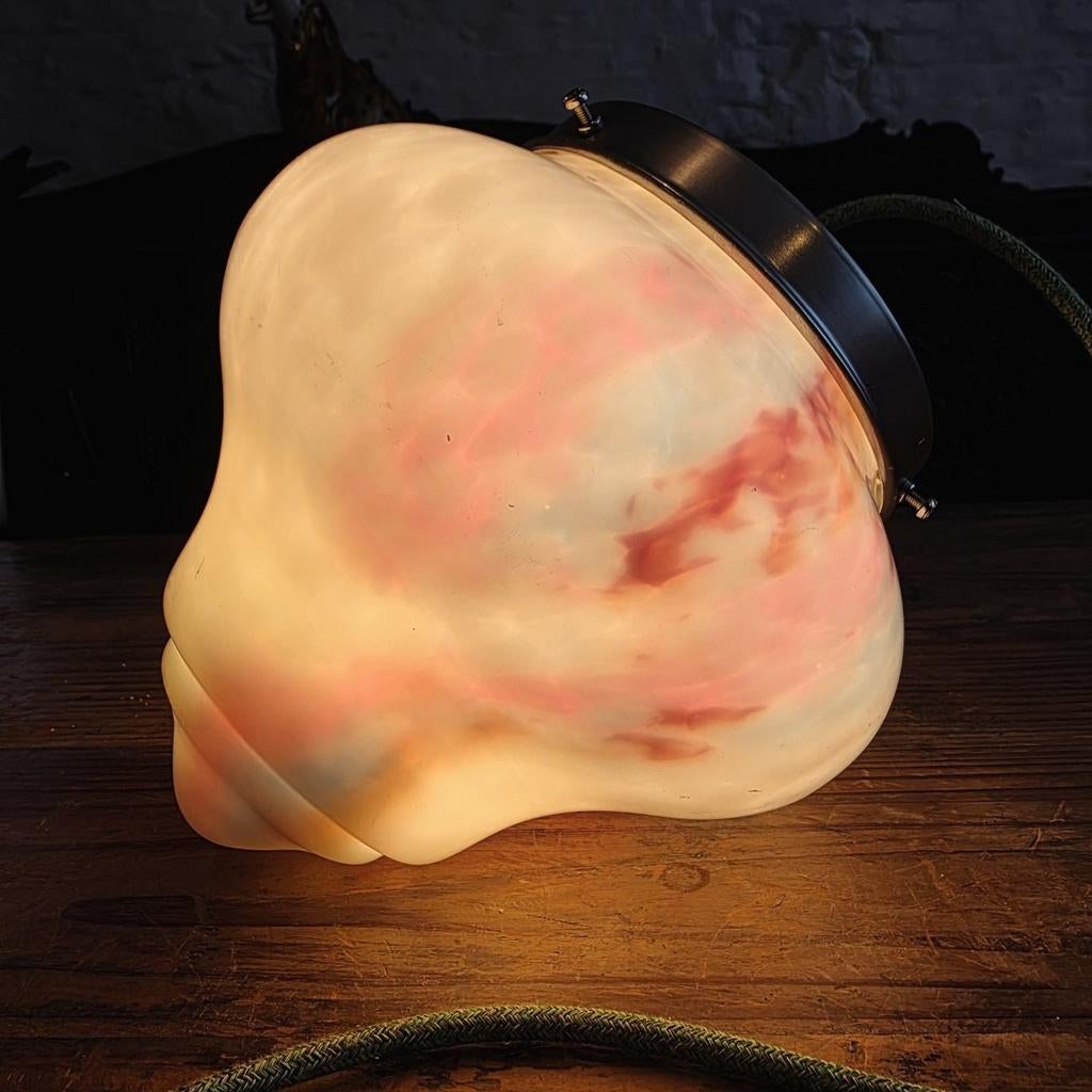 Vintage Art-Deco gemarmerde opalineglazen hanglamp., Ophalen of Verzenden