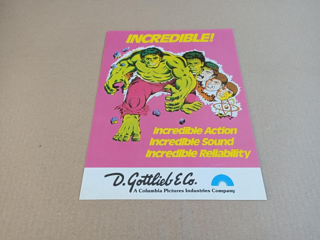 Folder: Gottlieb Hulk (1979) flipperkast, Verzamelen, Automaten | Flipperkasten, Verzenden, Flipperkast, Gottlieb