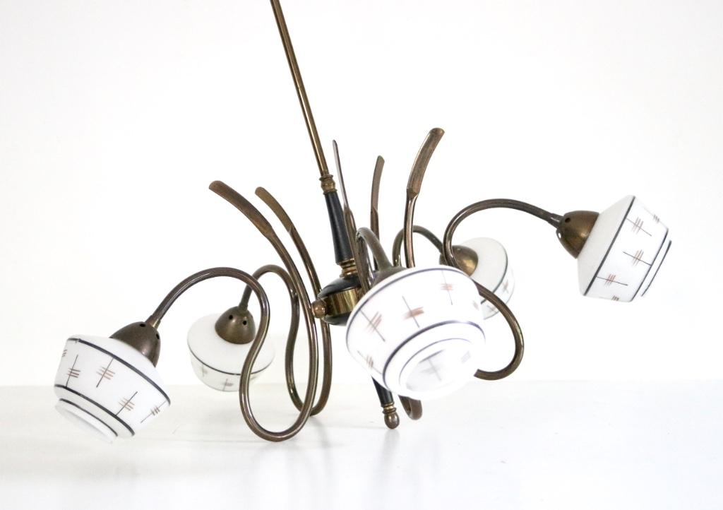 Fifties hanglamp - Vintage verlichting, Enlèvement, Comme neuf, Verre