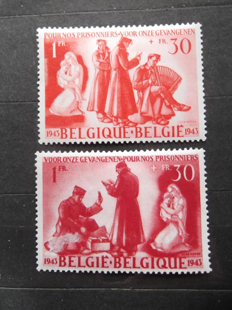 623-624 Krijgsgevangenen MH 1943, Postzegels en Munten, Postzegels | Europa | België, Ophalen of Verzenden, Postfris, Spoor van plakker