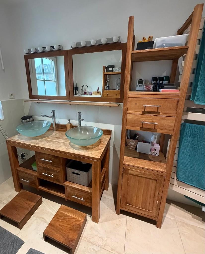 meubles de salle de bain bois massif (Facq), Enlèvement, Utilisé, 50 à 100 cm, 50 à 75 cm