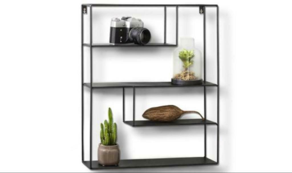 Nieuw Wandrek in zwart metaal 55 x 45 D 11cm, Huis en Inrichting, Woonaccessoires | Wandplanken en Boekenplanken, Ophalen of Verzenden