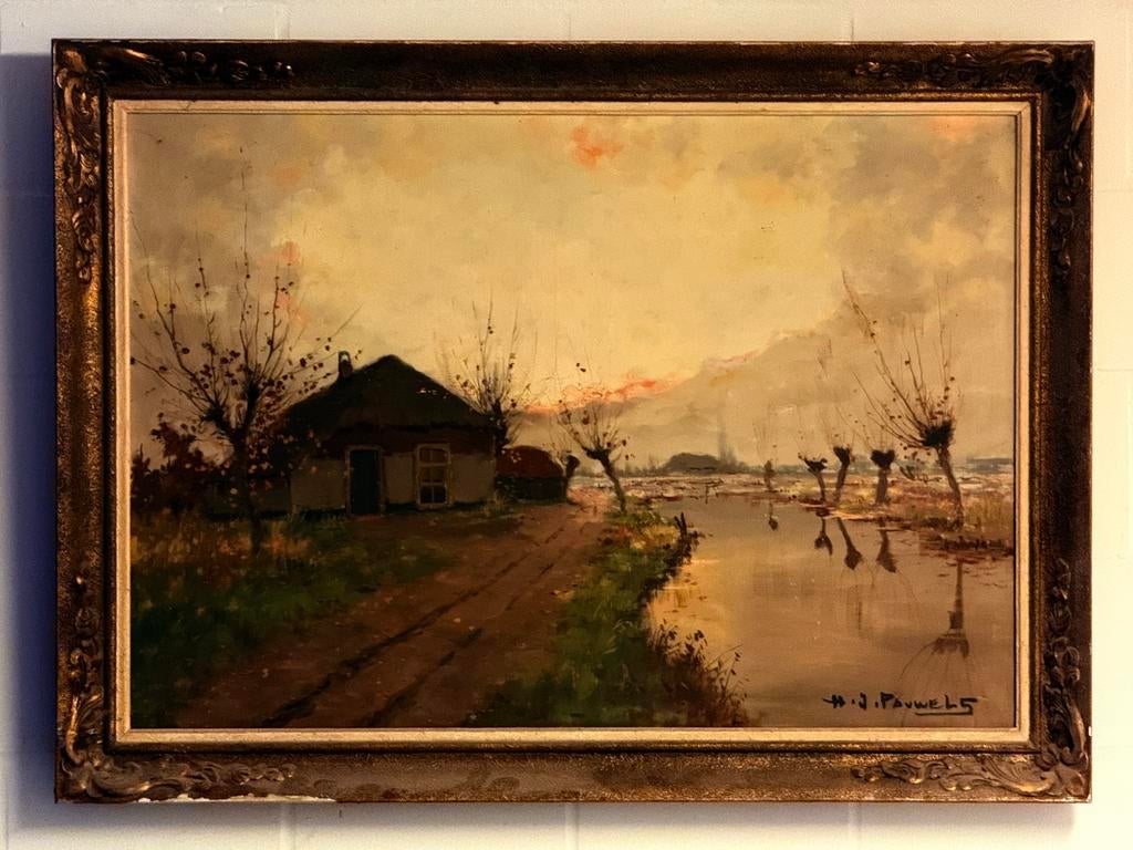 Schilderij H J Pauwels, Antiek en Kunst, Ophalen
