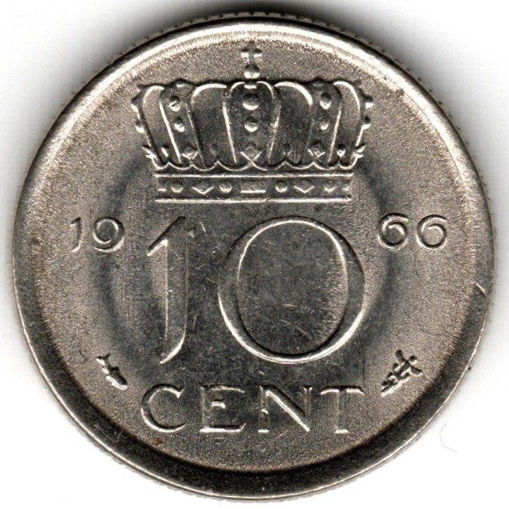 Nederland : 10 Cent 1966  KM#182  Ref 16355, Ophalen of Verzenden, Koningin Juliana, 10 cent, Losse munt