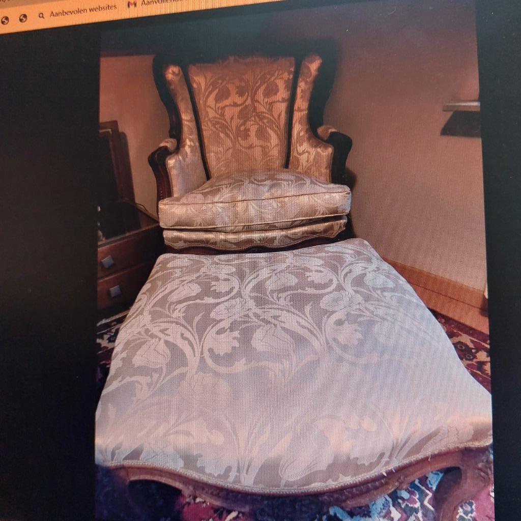 Fauteuil Louis XV avec pouf, 75 à 100 cm, Comme neuf, Enlèvement, Tissus