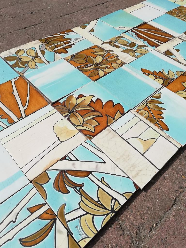 334x58cm Unieke mix match art nouveau Maison Helman, Antiek en Kunst, Antiek | Wandborden en Tegels, Ophalen