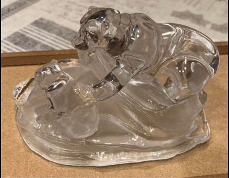 Glazen beeld,mama beer met baby., Ophalen of Verzenden