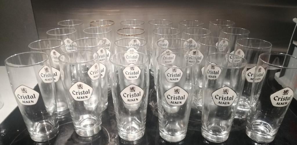 24 glazen Cristal Alken boerkes, Ophalen, Zo goed als nieuw, Glas of Glazen, Overige merken
