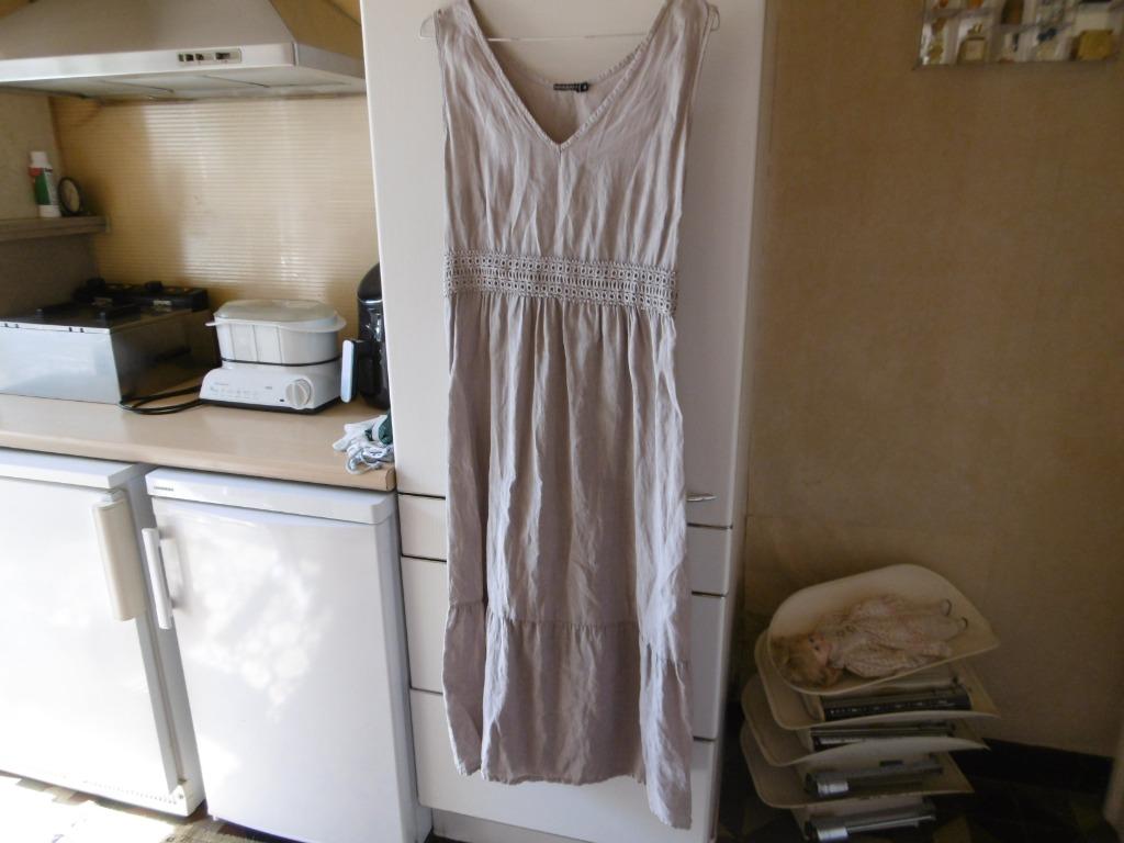 kledij dames jurk 100%linnen, inspired by veritas maat XL, Veritas, Beige, Maat 46/48 (XL) of groter, Ophalen of Verzenden