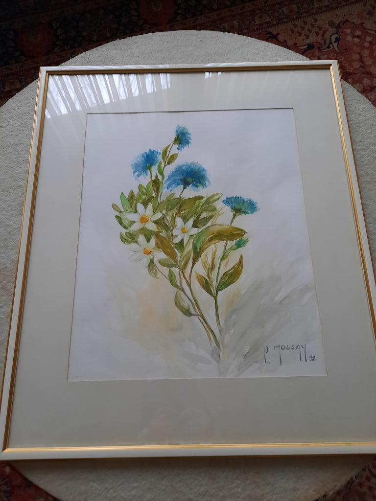aquarelle originale avec des fleurs, Neuf, Enlèvement, Création originale, 50 à 75 cm
