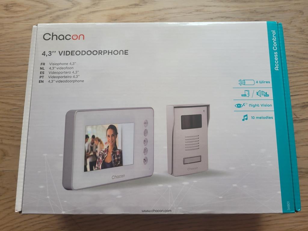 Chacon
4,3" bekabelde video-intercom - wit., Ophalen of Verzenden, Bedraad