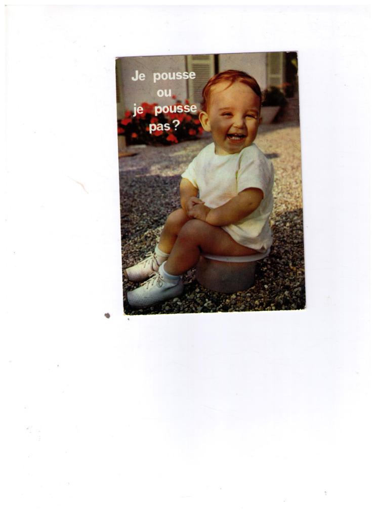 Carte postale humoristique : enfant sur le petit pot, Envoi, 1960 à 1980, Non affranchie, Enfants