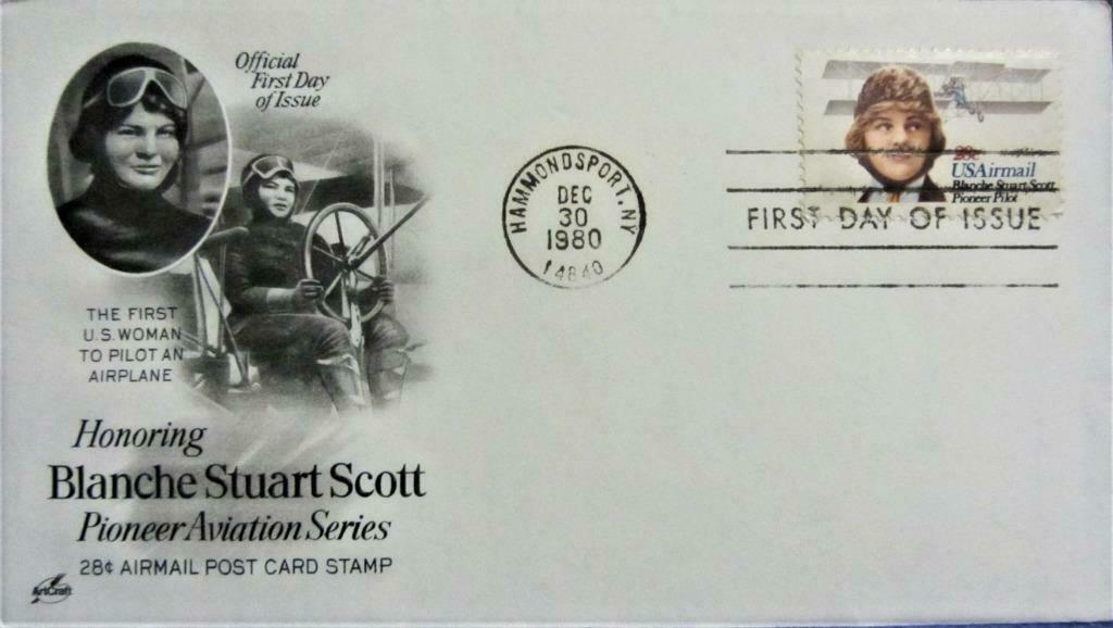 FDC - U.S.A.- STUART BLANCHE SCOTT, PIONEER PILOT, Ophalen of Verzenden, Gestempeld, Vliegtuigen