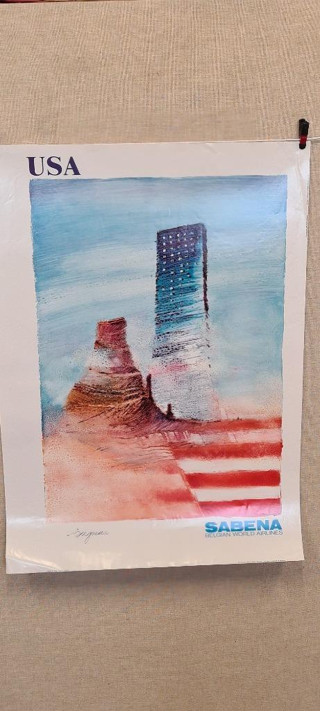 sabena affiche USA, Verzamelen, Ophalen of Verzenden