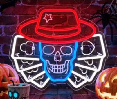 LED lamp neon stijl Skull Poker (36x30cm)