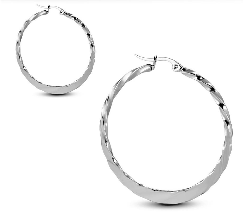 Boucles d'oreilles créoles torsadées en acier inoxydable pou, Bijoux, Sacs & Beauté, Boucles d'oreilles, Enlèvement ou Envoi, Neuf