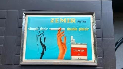Vintage glacoide reclamebord Zemir sigaretten, Verzamelen, Ophalen of Verzenden, Gebruikt, Reclamebord
