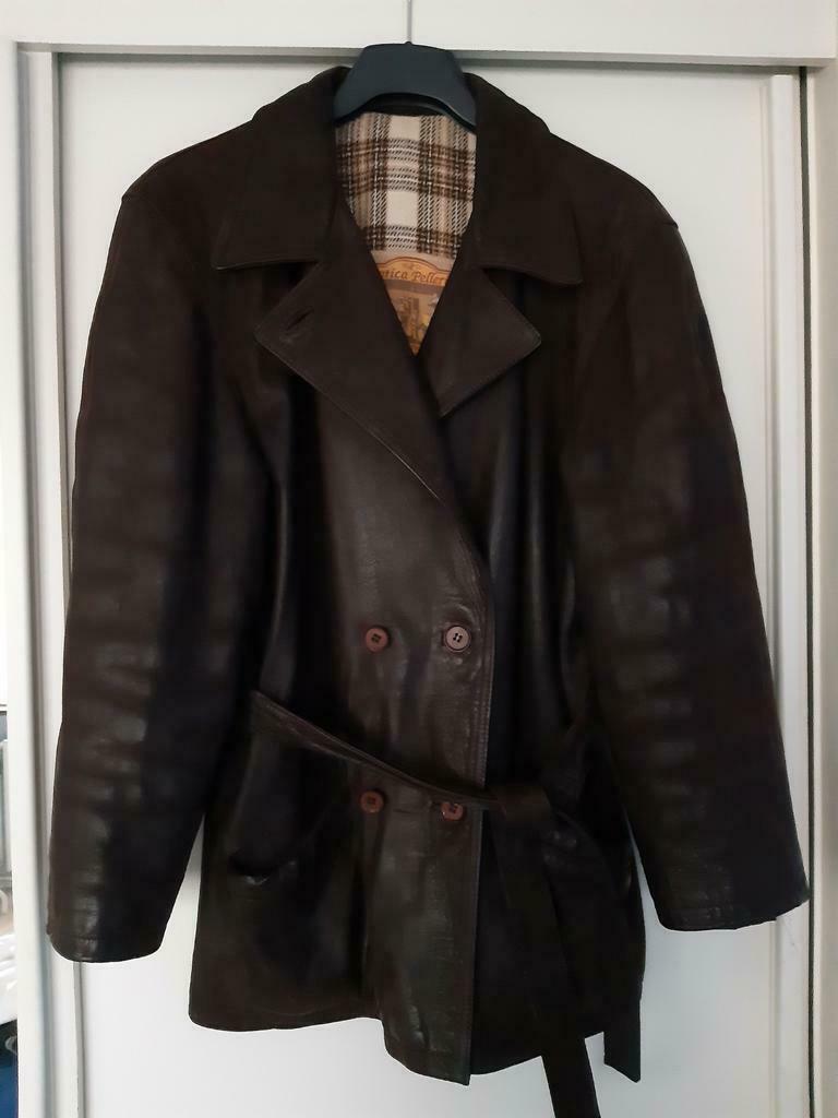 Bruine lederen vest ( gekocht in Italië ) XL, Ophalen, Zo goed als nieuw