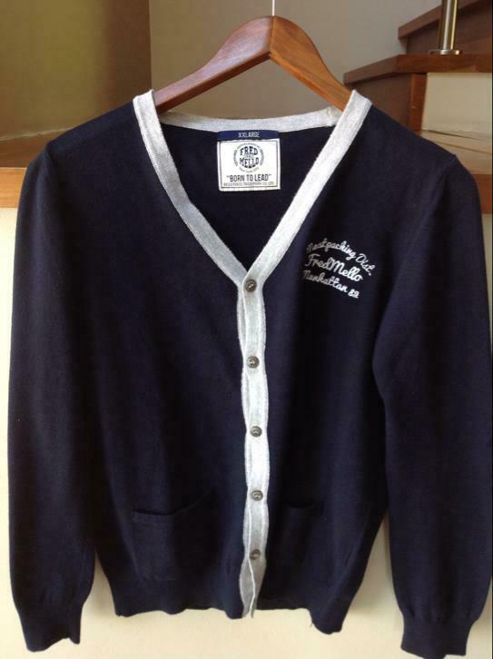 Pull/gilet. Bleu gris. De Fred Mello., Enlèvement ou Envoi, Comme neuf, Bleu