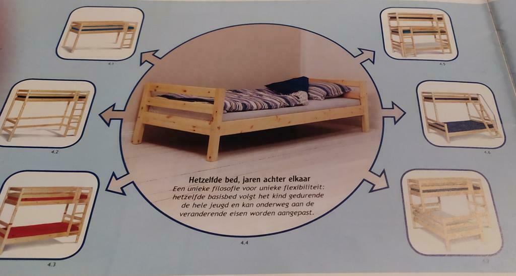 Flexa combi stapelbed 2x90, kleur hout blank, Ophalen, Gebruikt, Stapelbed