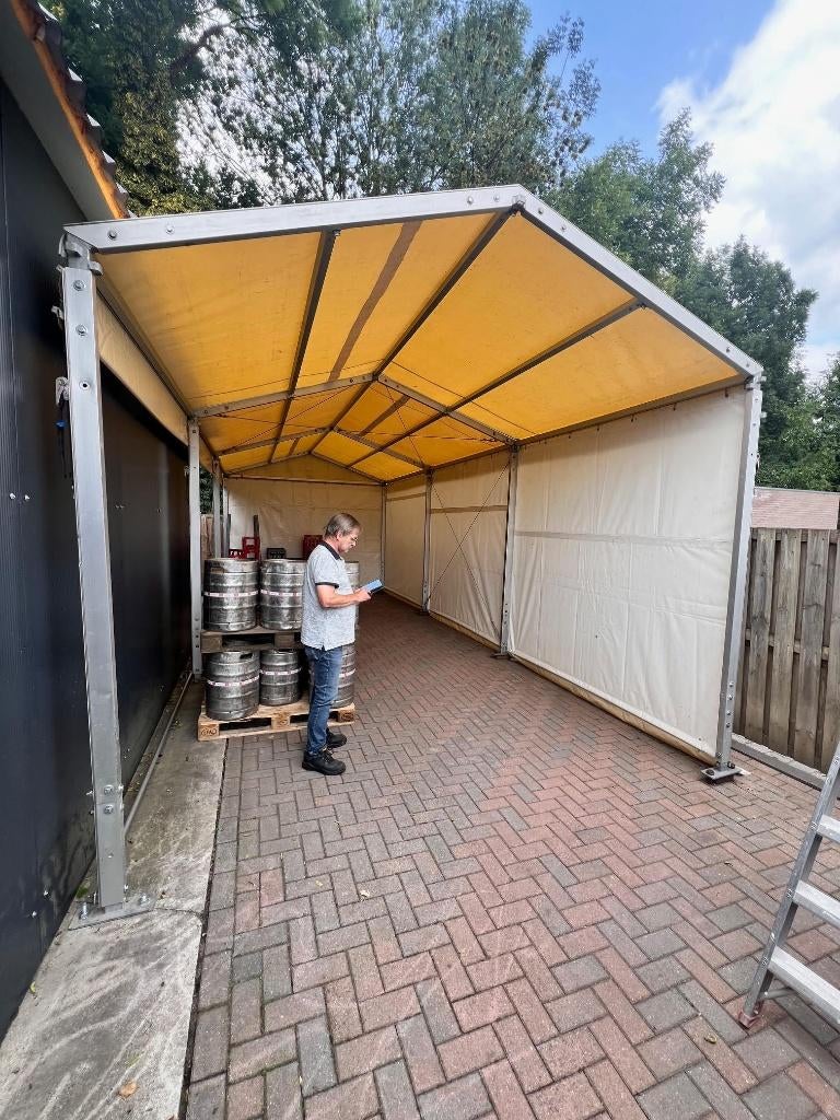 Alu Kadertent Frametent Opslagtent Carport 4x9mtr, Ophalen, Gebruikt, Carport