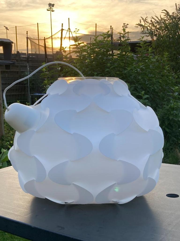 Vintage witte hanglamp Fillsta - Ikea, Huis en Inrichting, Ophalen of Verzenden, Gebruikt, Kunststof, 50 tot 75 cm